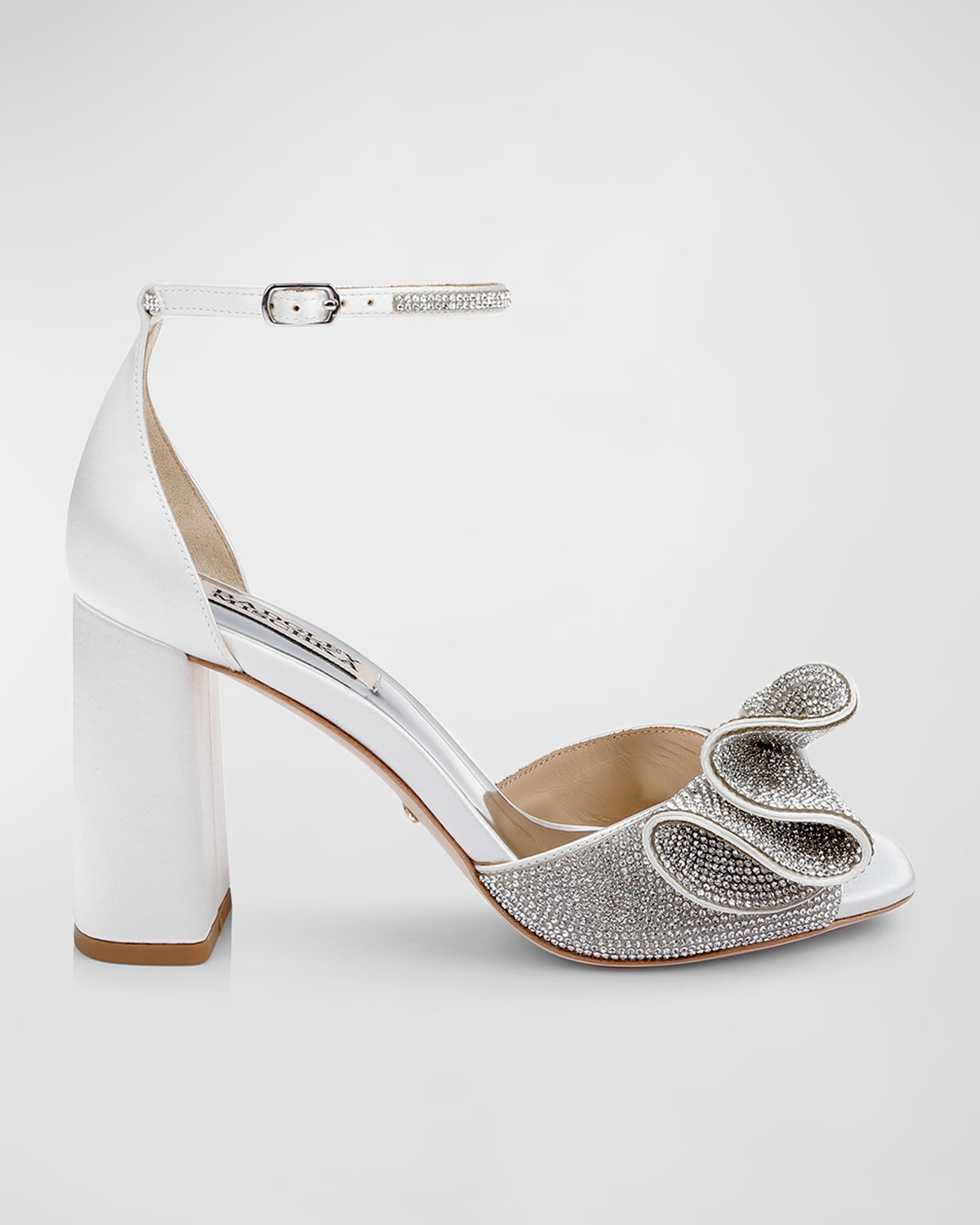Badgley Mischka Poppy Metallic Crystal Satin Platform Sandals
