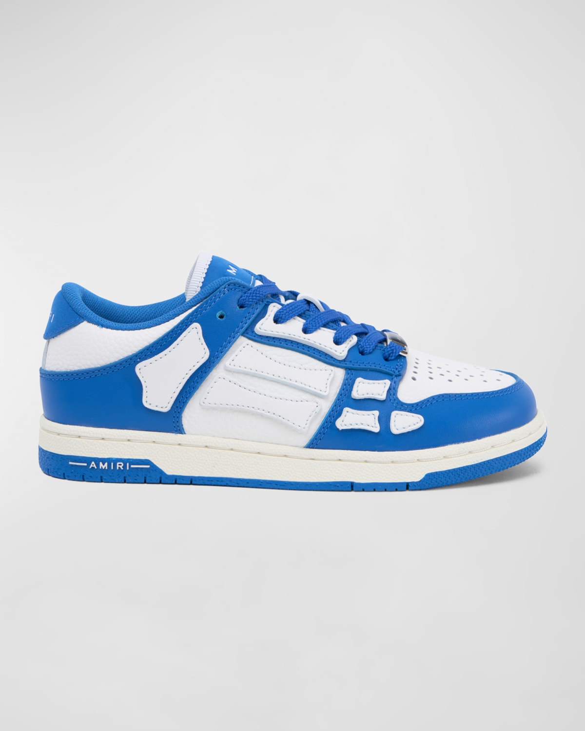Amiri Kid's Skel Bicolor Leather Low-top Sneakers, Toddlers/kids In Blue-smooth Pebbl
