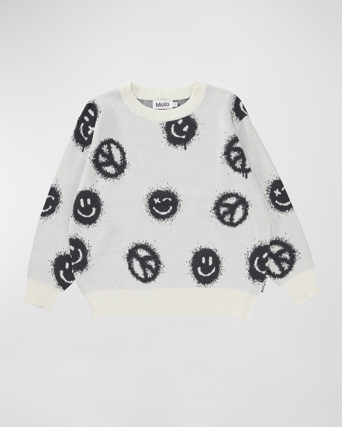 Boy's Bello Smileys & Peace Signs Sweater, Size 8-12