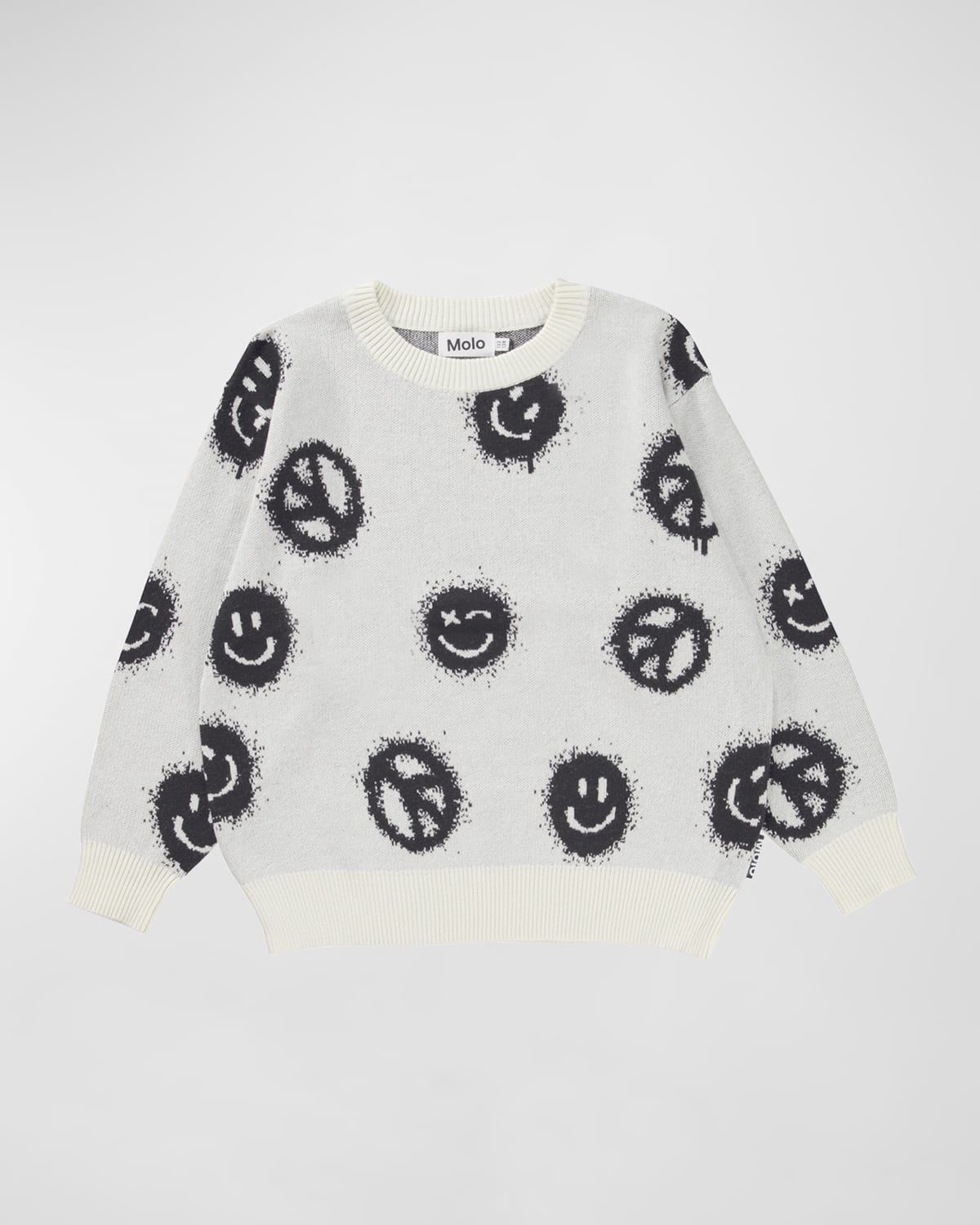 Boy's Bello Smileys & Peace Signs Sweater, Size 4-7