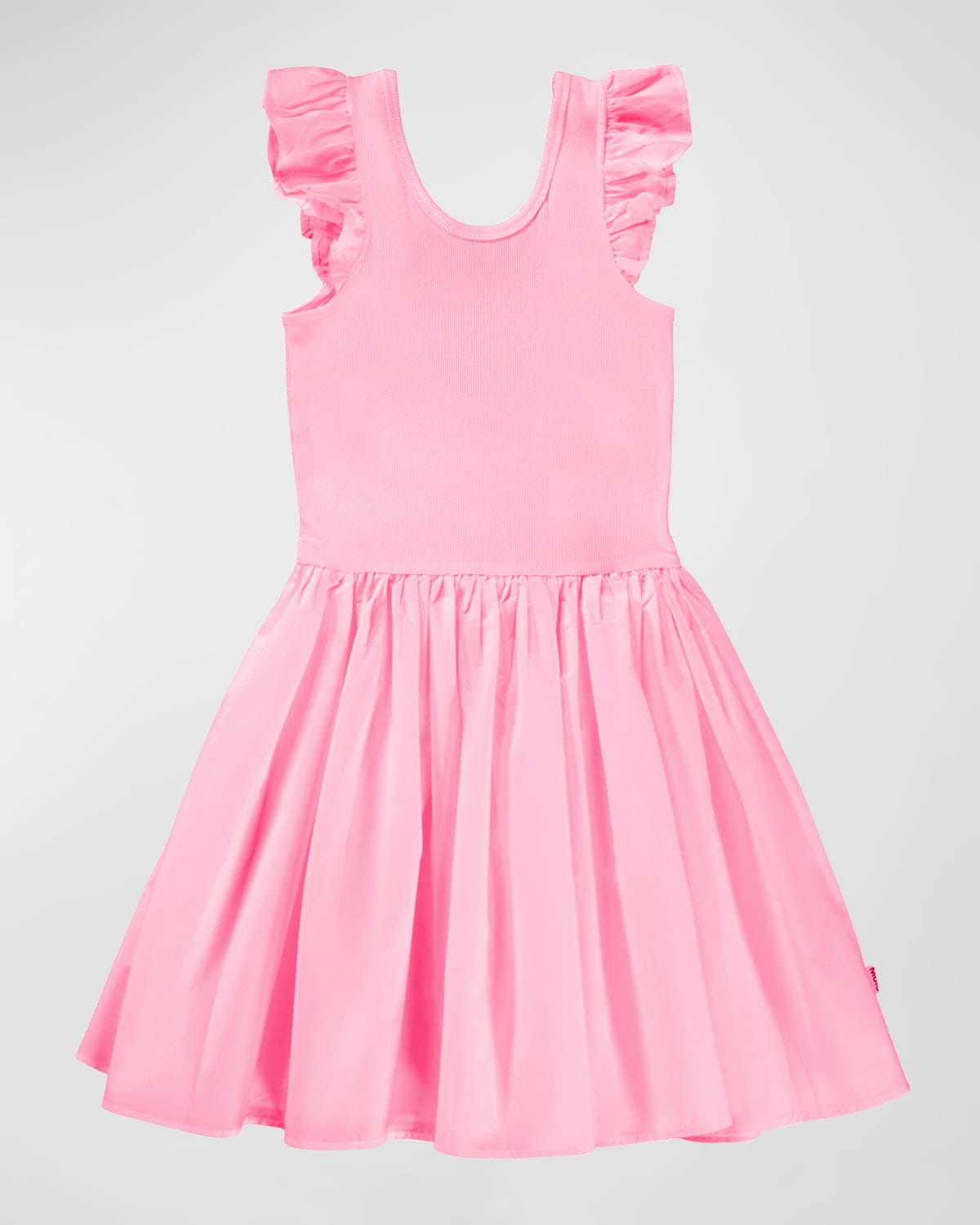 Molo Ruffled Flared Dress In Sunset Pink
