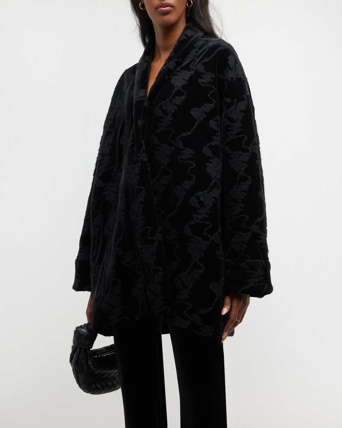Kimona Shawl-Collar Velvet Coat