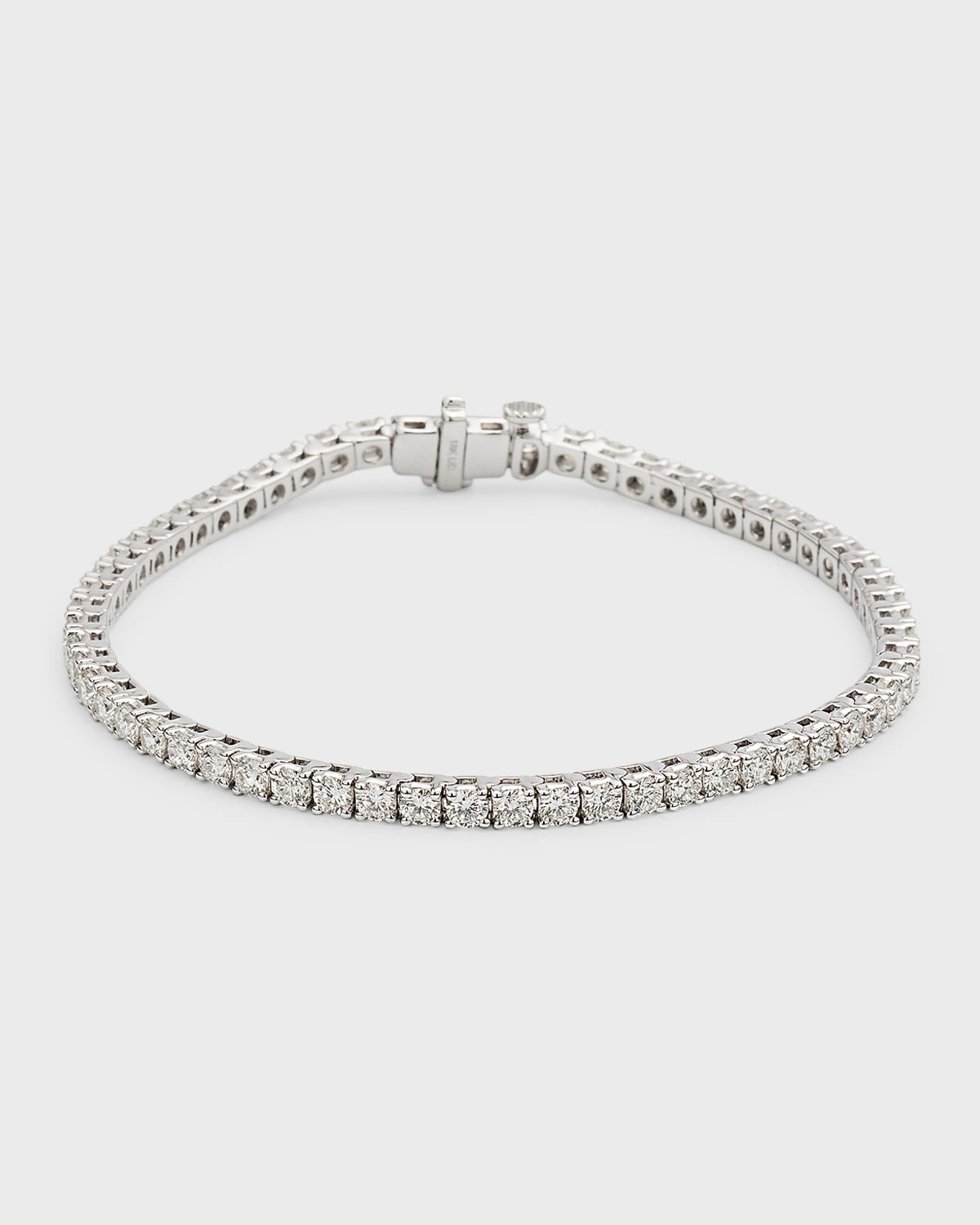 Neiman Marcus Diamonds 18k White Gold Round Diamond Bracelet, 7"l, 5.0tcw