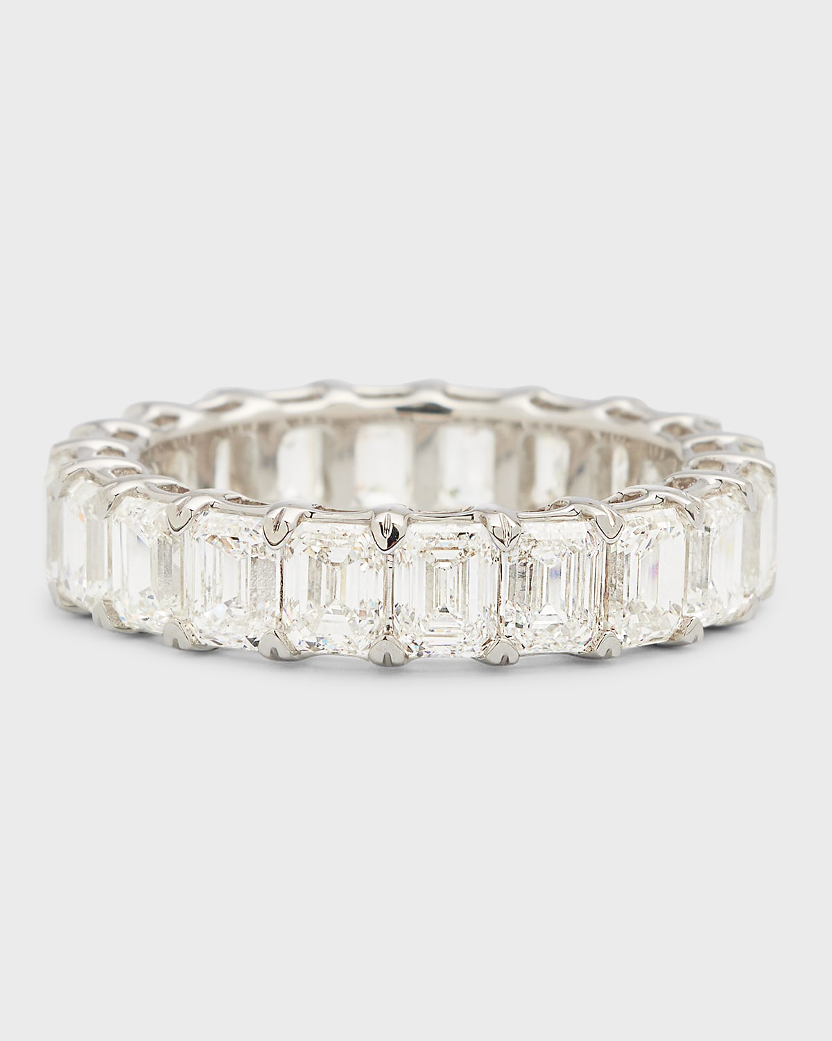 18K White Gold Emerald-Cut Diamond Eternity Band Ring, 6.0tcw
