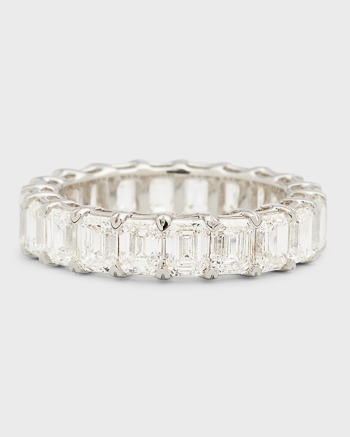 18K White Gold Emerald-Cut Diamond Eternity Band Ring, 6.0tcw