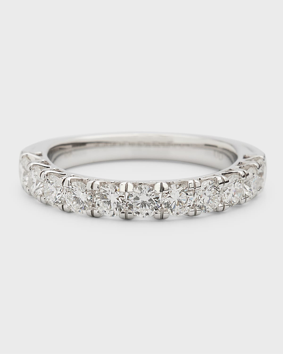 18K White Gold Round Diamond Half Band, 1.0tcw