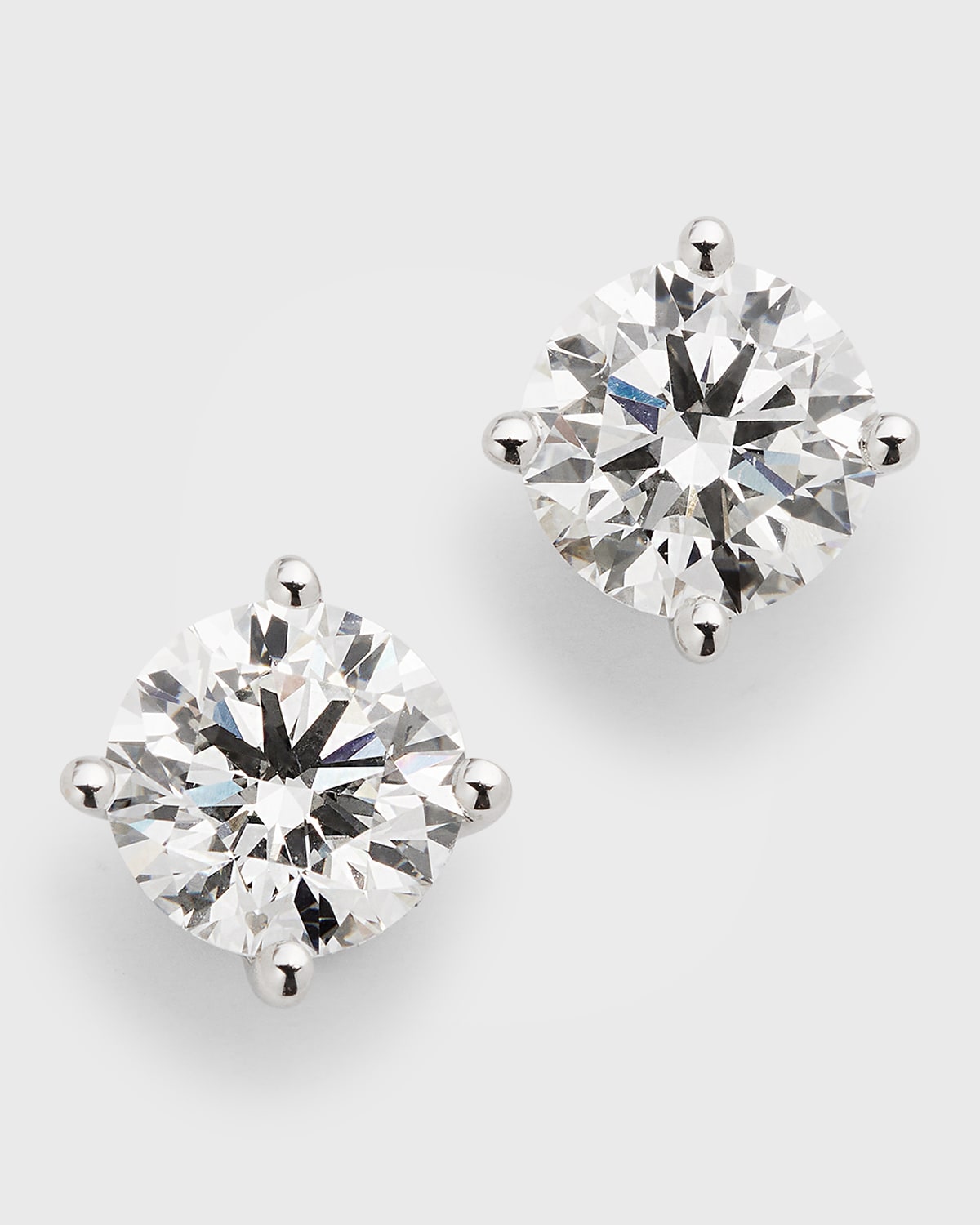 Neiman Marcus Lab Grown Diamonds Lab Grown Diamond 18k White Gold Round Stud Earrings, 3.0tcw
