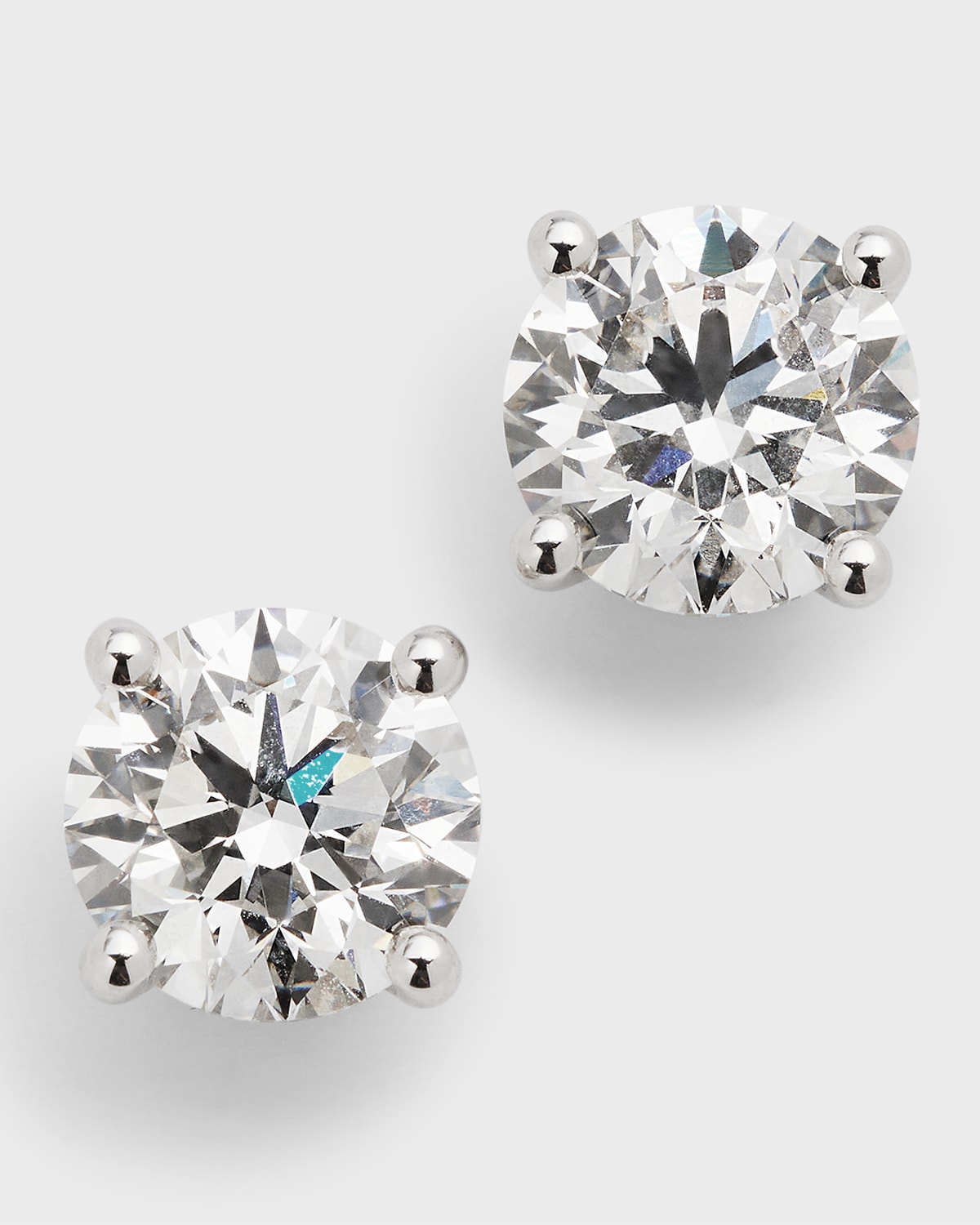 Neiman Marcus Lab Grown Diamonds Lab Grown Diamond 18k White Gold Round Stud Earrings, 4.0tcw