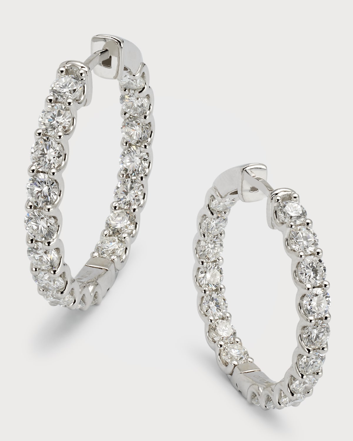Neiman Marcus Lab Grown Diamonds 18k White Gold Round Diamond Hoop Earrings, 1"l