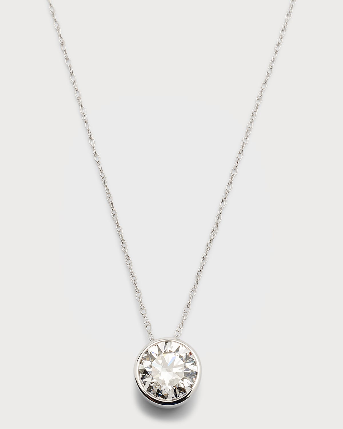 Lab Grown Diamond 18K White Gold Round Pendant, 1.5tcw