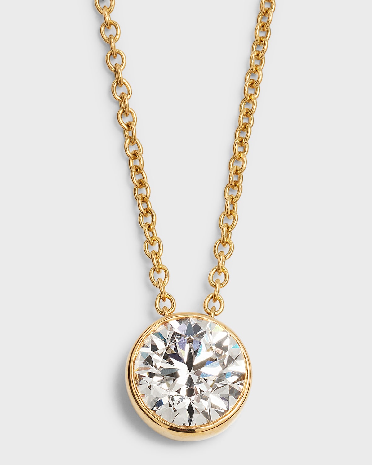 Lab Grown Diamond 18K Yellow Gold Round Pendant Necklace, 1.5tcw