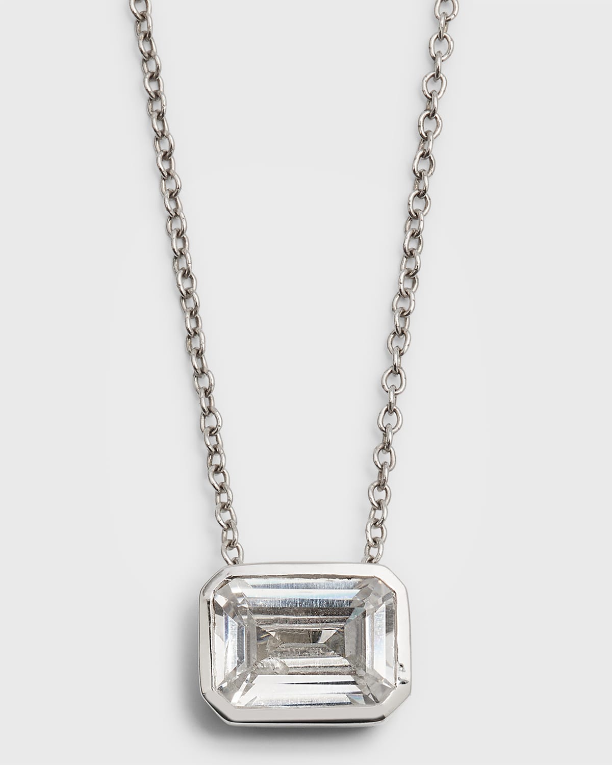 Neiman Marcus Lab Grown Diamonds Lab Grown Diamond 18k White Gold East-west Emerald-cut Pendant Necklace