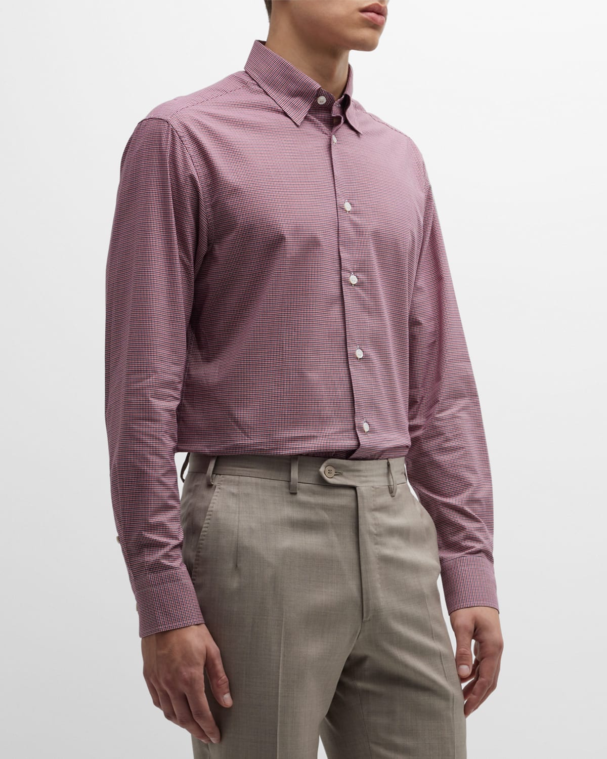 Men's Micro-Check Cotton Sport Shirt