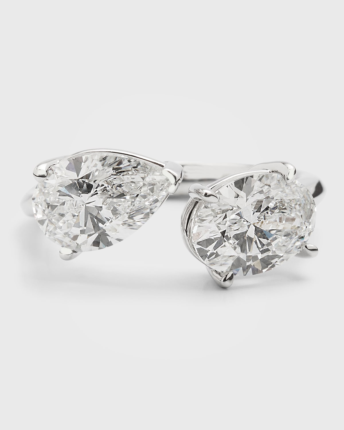 Lab Grown Diamond 18K White Gold Pear-Shape and Oval Bypass Ring