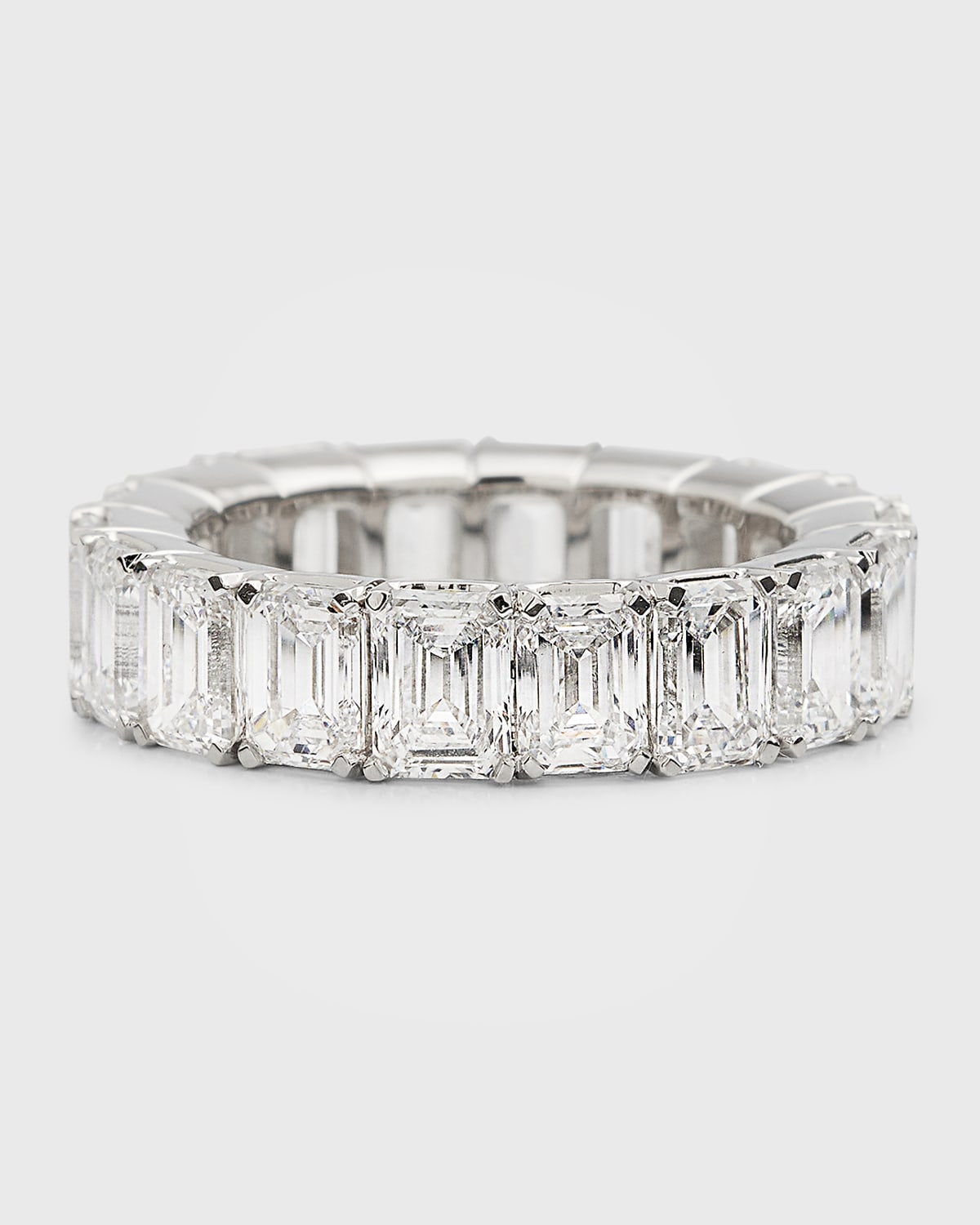 Emerald-Cut Lab Grown Diamond 18K White Gold Eternity Band Ring, Size 6