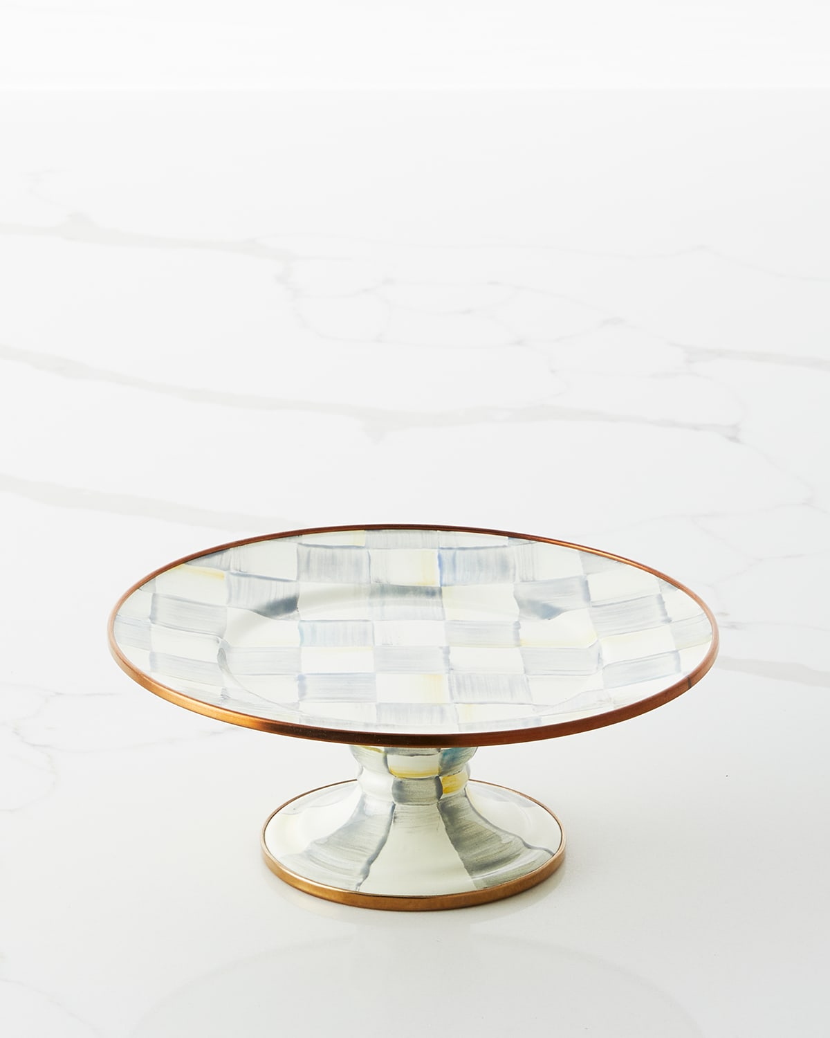 Mackenzie-childs Sterling Check Enamel Mini Pedestal Platter | ModeSens