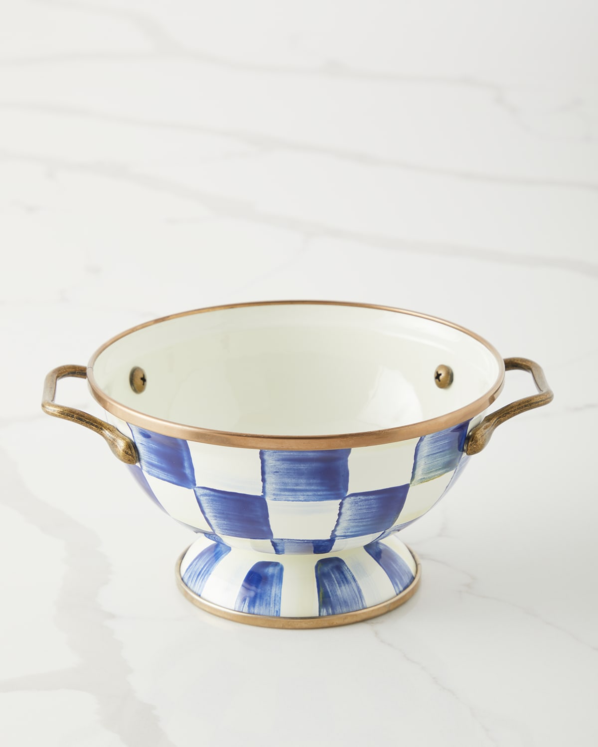 Mackenzie-childs Royal Check Enamel Simply Anything Bowl In Blue