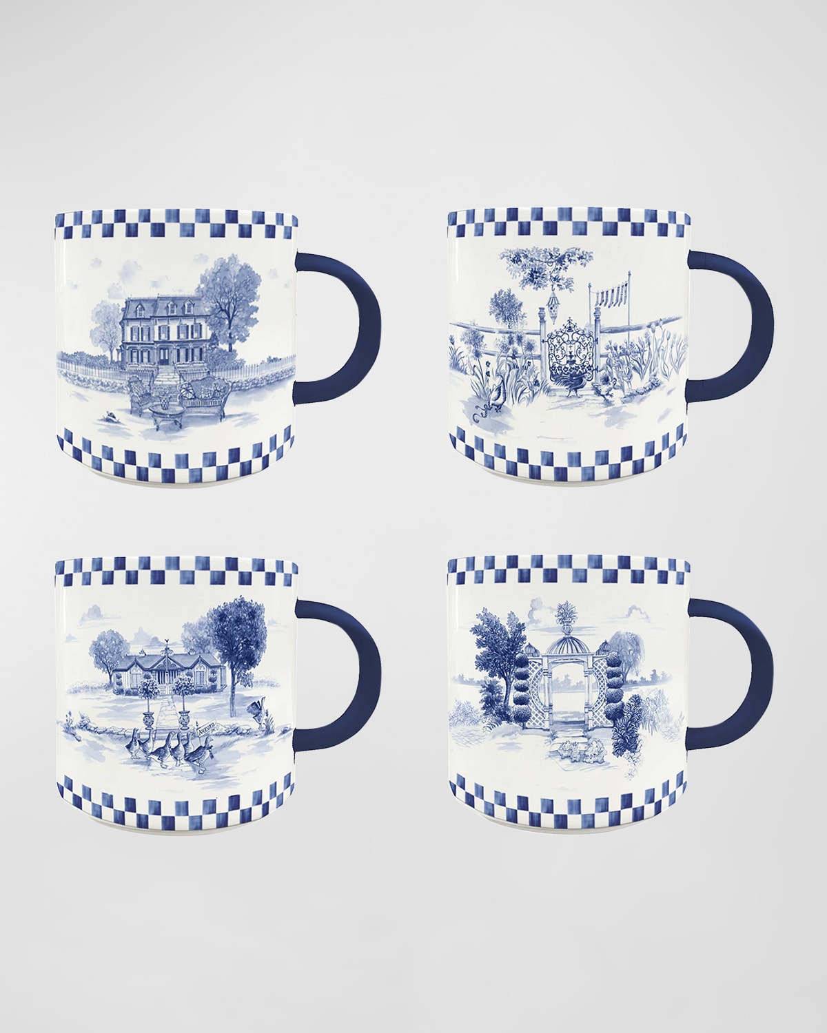 Mackenzie-childs Royal Toile Mugs, Set Of 4