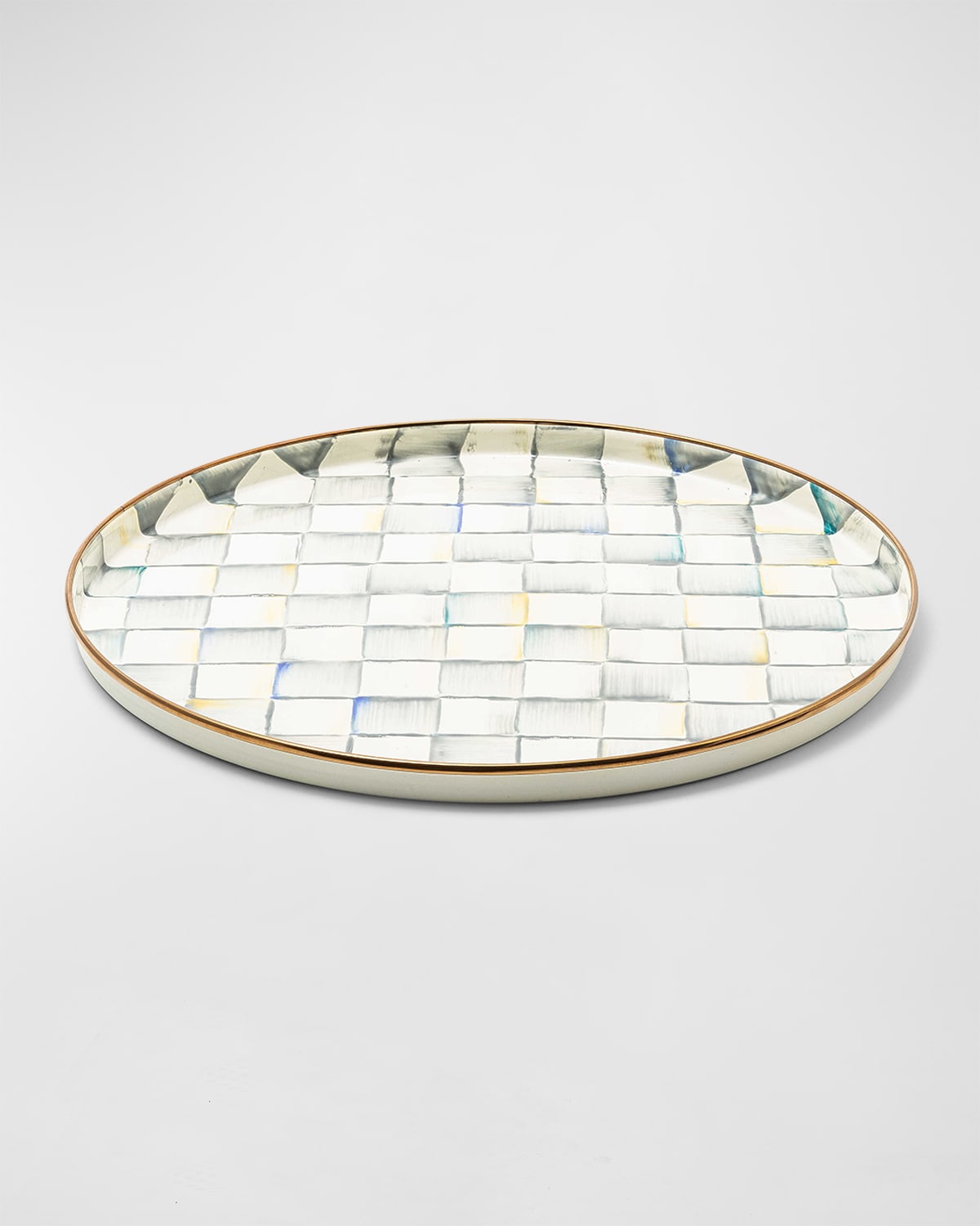 Mackenzie-childs Sterling Check Enamel Round Tray