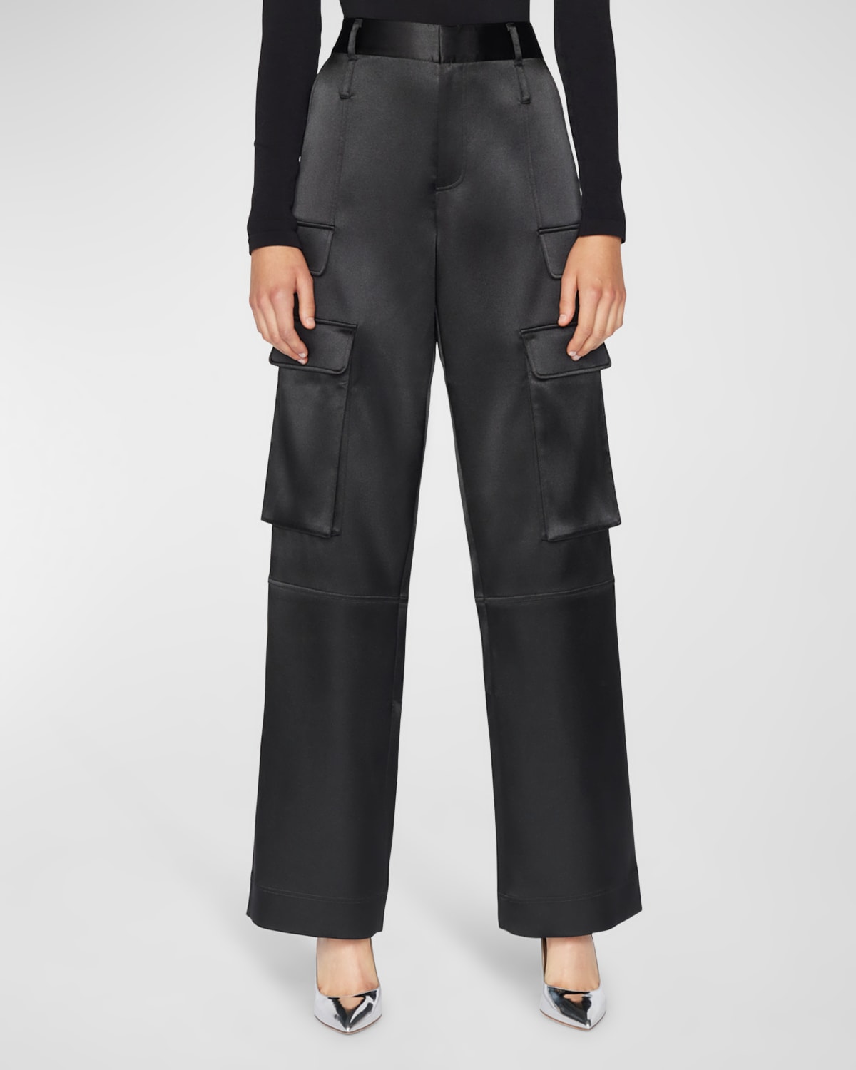 FRAME Satin Straight Cargo Pants Smart Closet