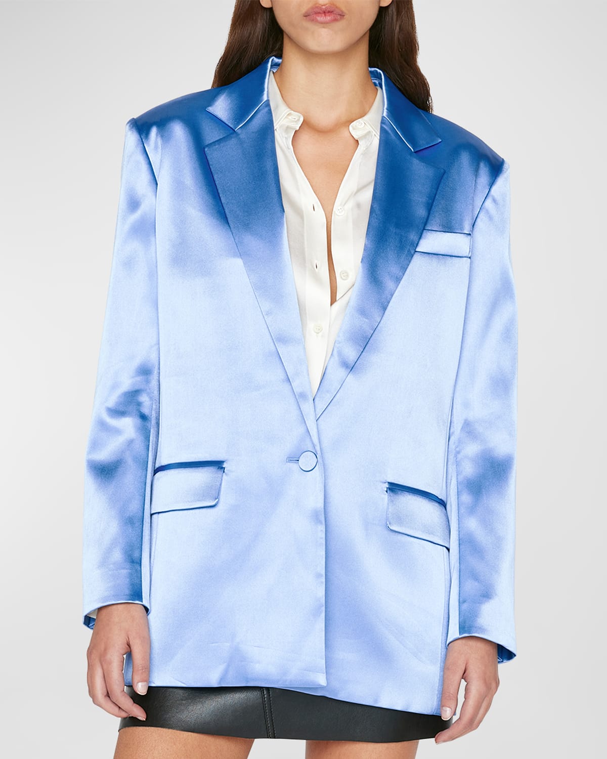 FRAME SATIN STRONG SHOULDER BLAZER