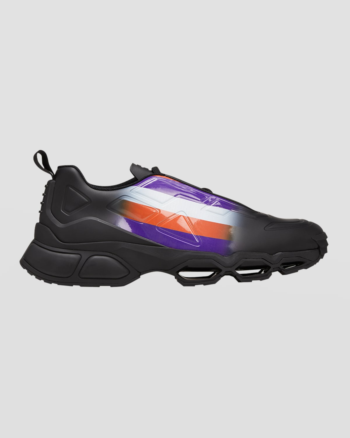 Shop Prada Men's Collision Cross Low-top Sneakers In Black/violet