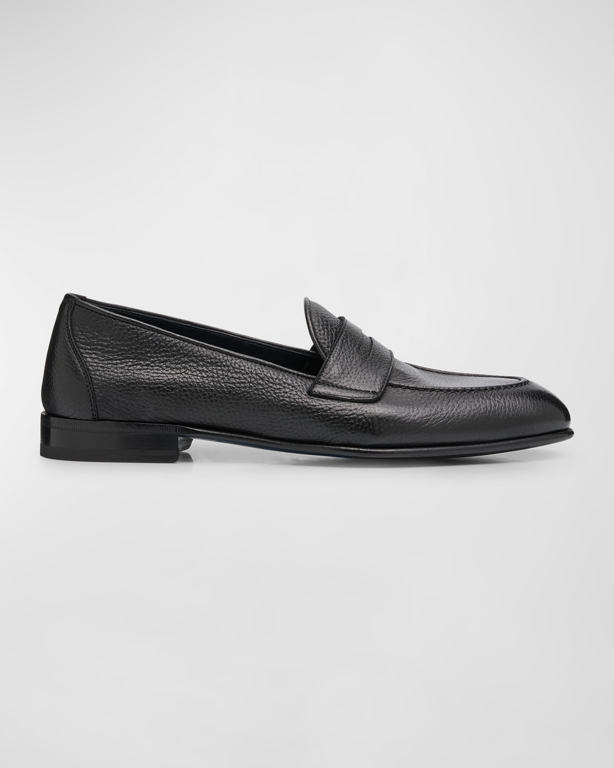 Shop Brioni Men's Appia Deerskin Penny Loafers In Black