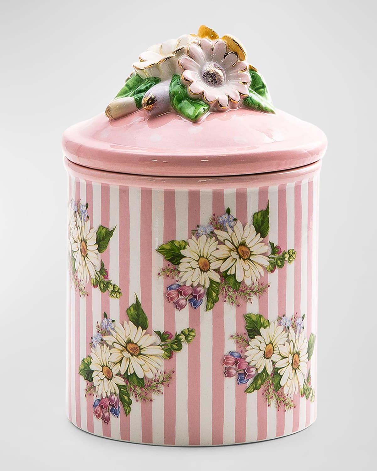 MACKENZIE-CHILDS SMALL PINK WILDFLOWER CANISTER