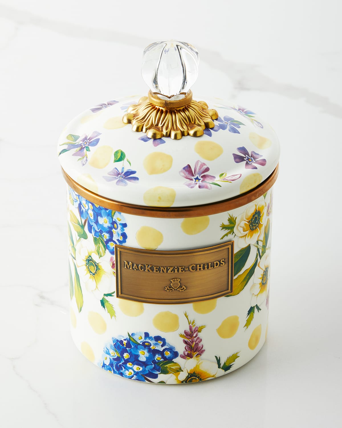 Mackenzie-childs Small Yellow Wildflower Enamel Canister