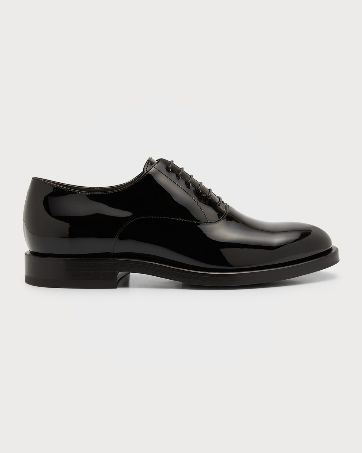 Brunello Cucinelli Men's Patent Leather Tuxedo Oxford Shoes In C101 Black