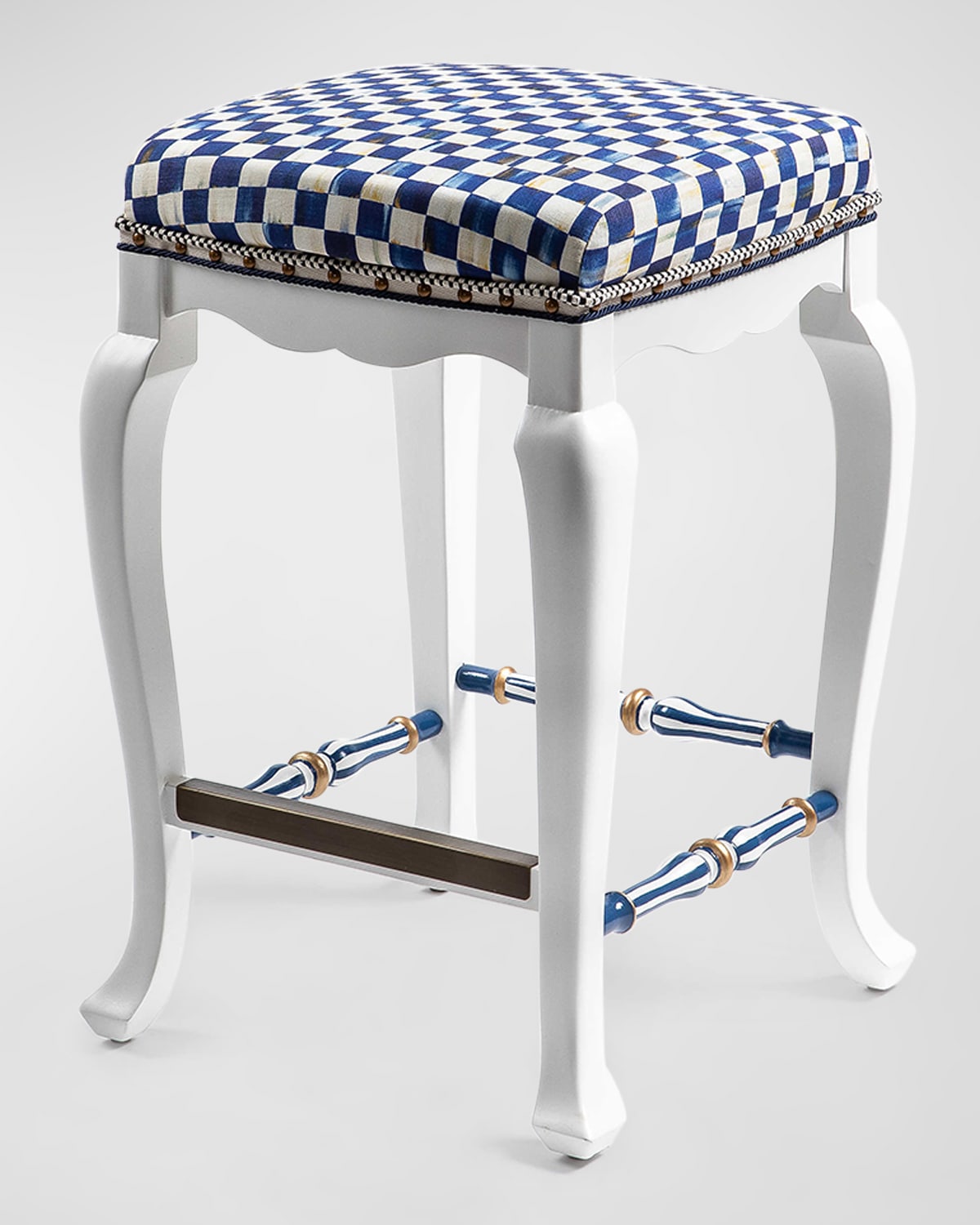 Mackenzie-childs Royal Check Counter Stool