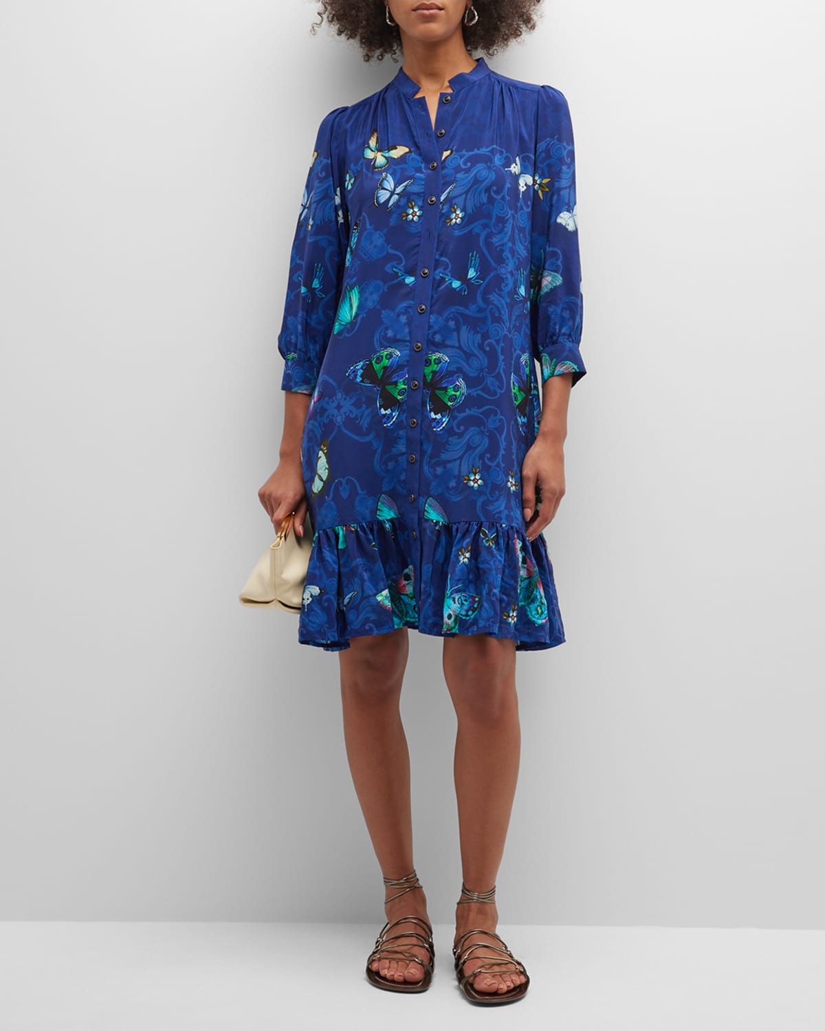 Plus Size Riley Butterfly-Print Flounce Dress