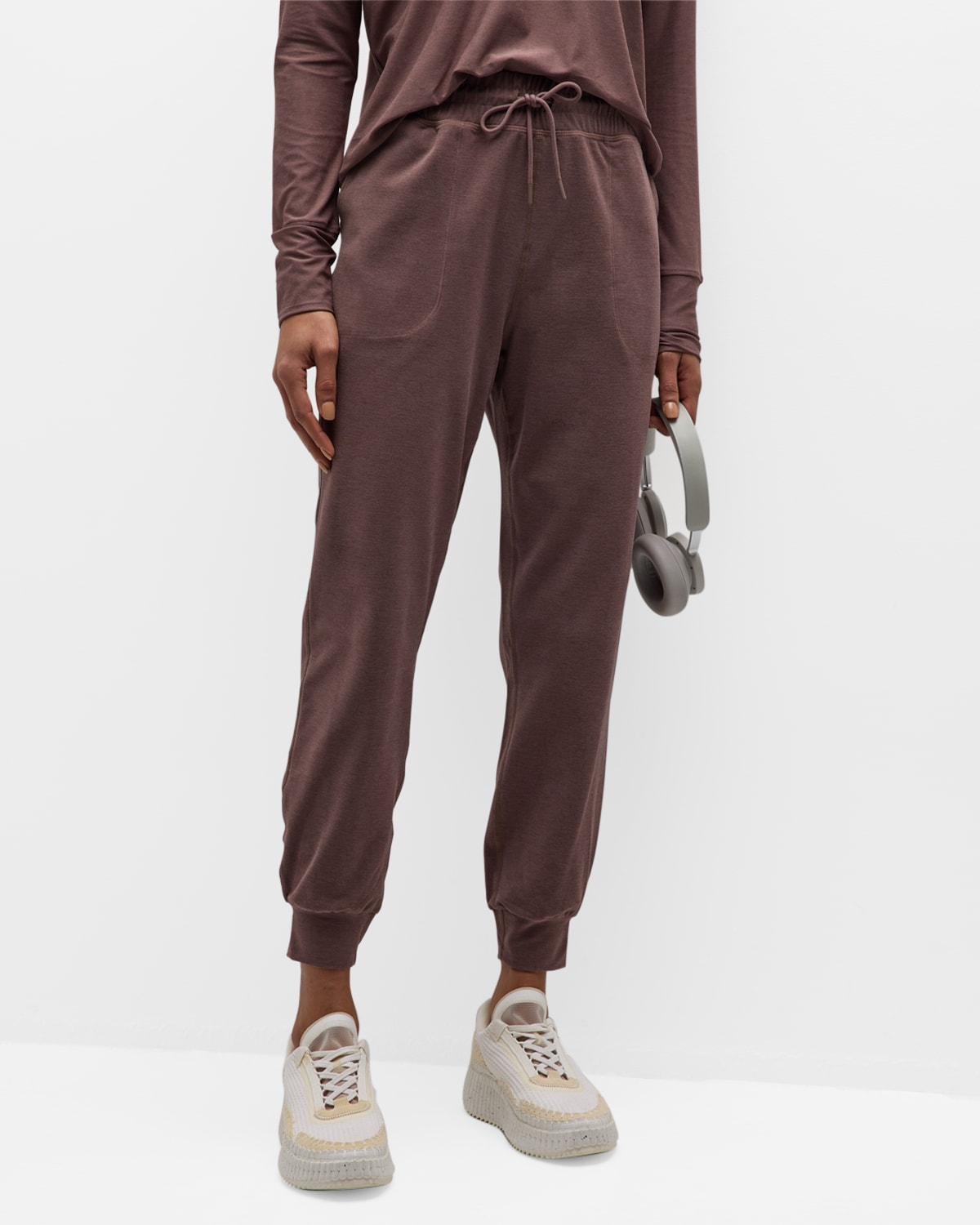 Beyond Yoga Spacedye Commuter Midi Joggers In Truffle Heather