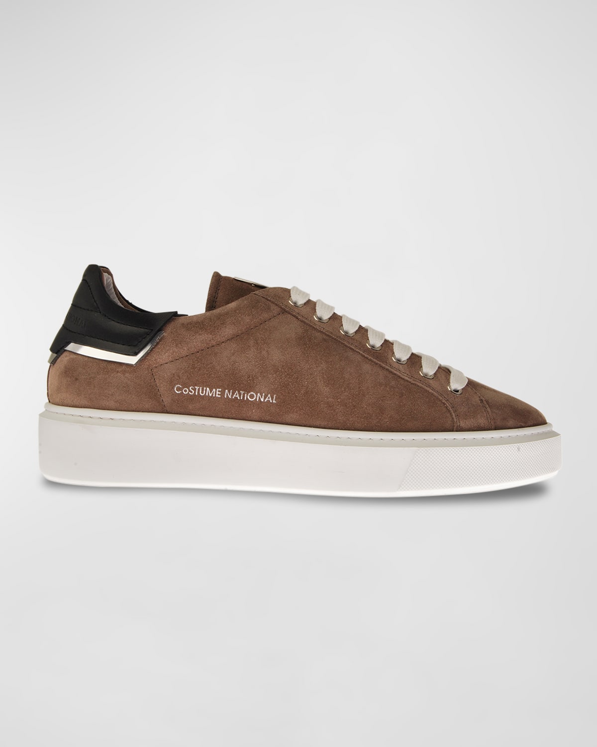 Costume National Men's Logo Suede Low-top Trainers In Beige