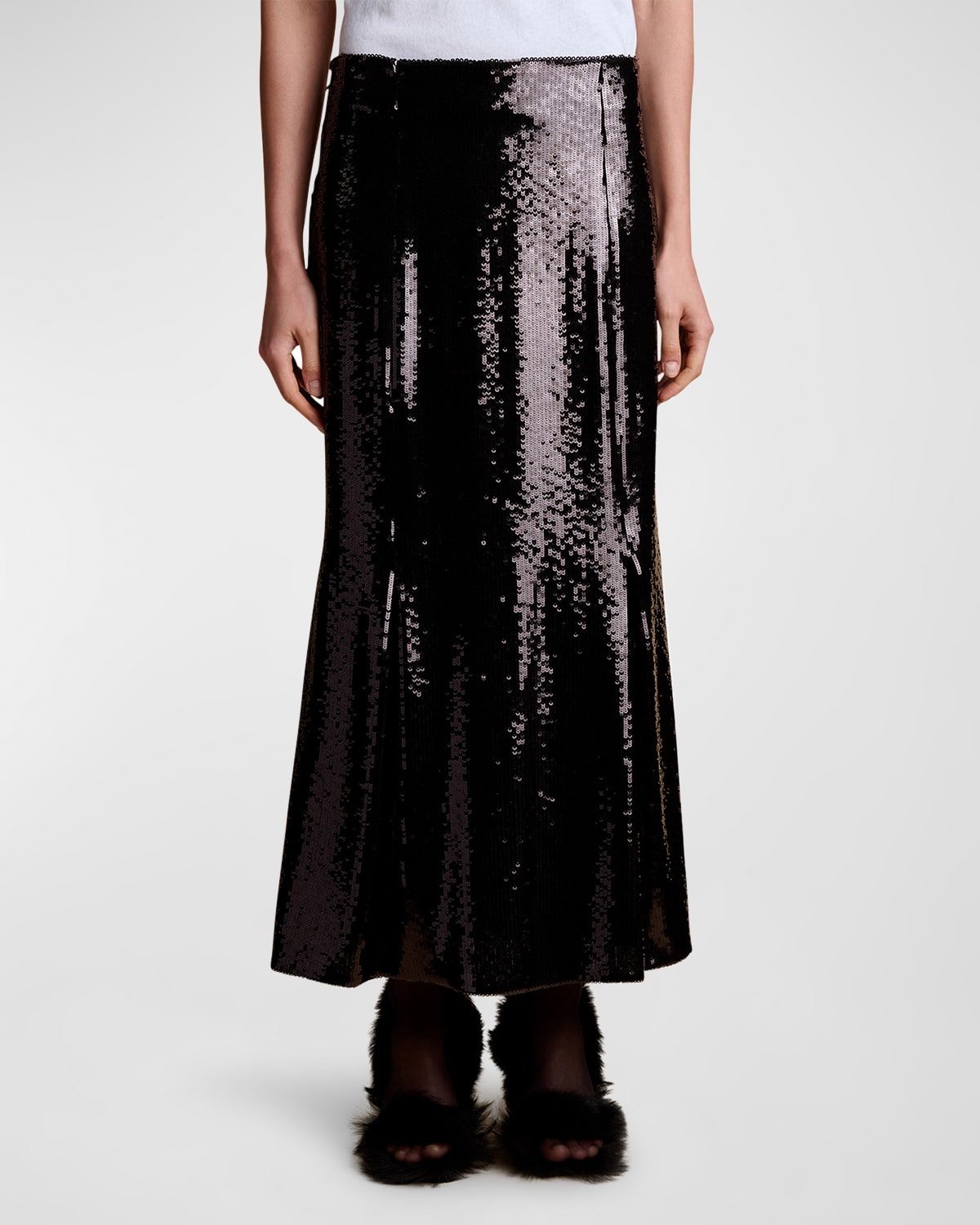 Levine Sequin-Embellished Maxi Skirt