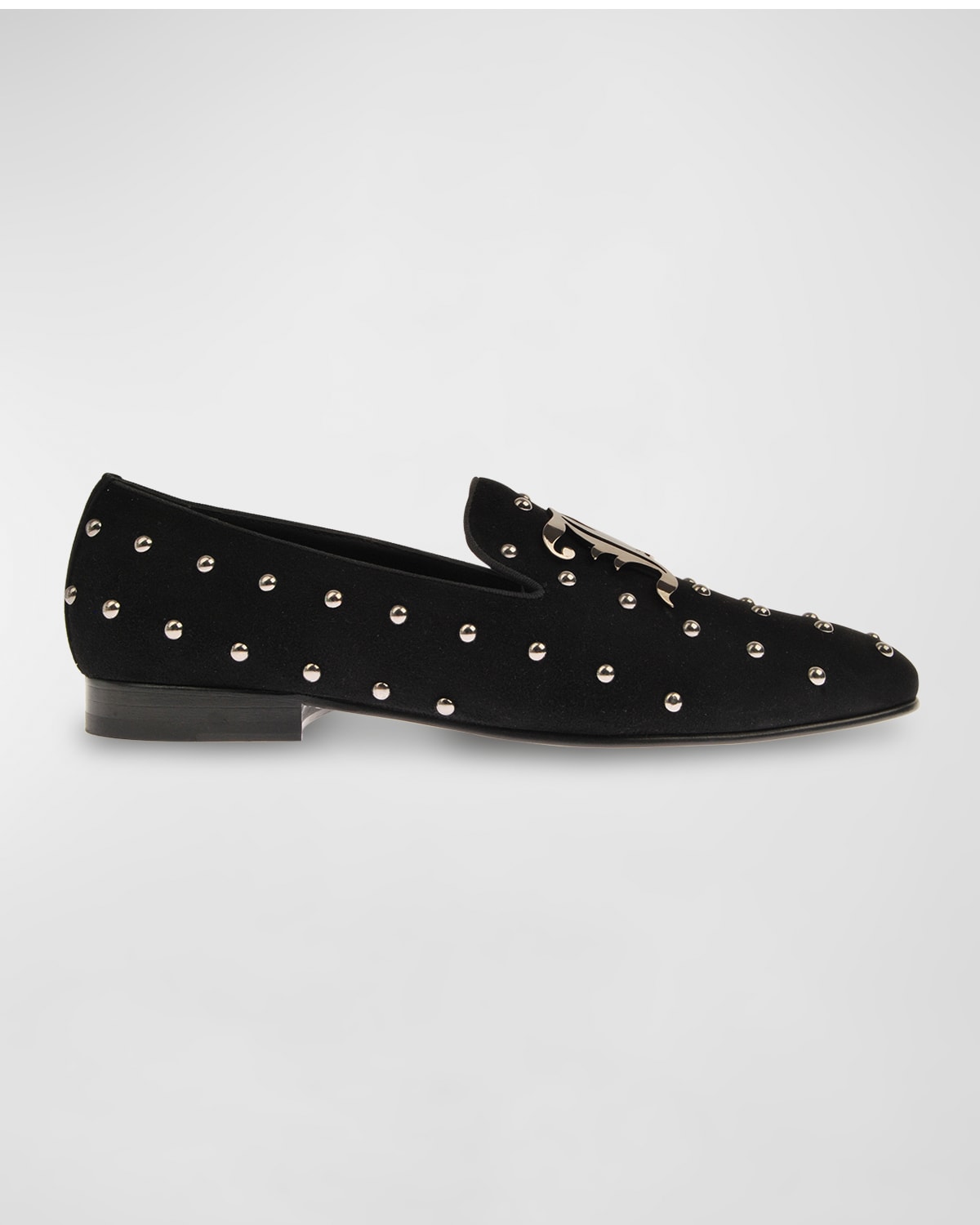 Men's Studded Monogram Suede Smoking Slippers