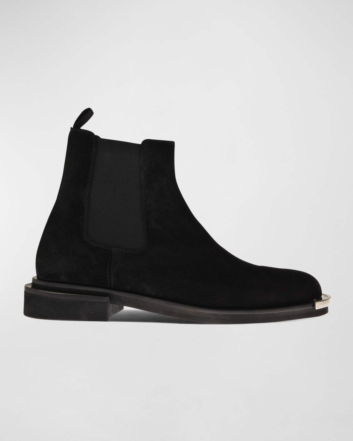 Shop Les Hommes Men's Metal Toe Suede Chelsea Boots In Black