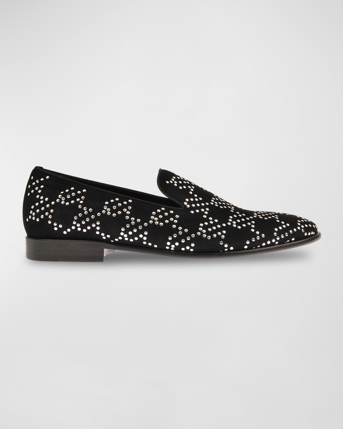 Les Hommes Men's Studded Suede Smoking Slippers In Black
