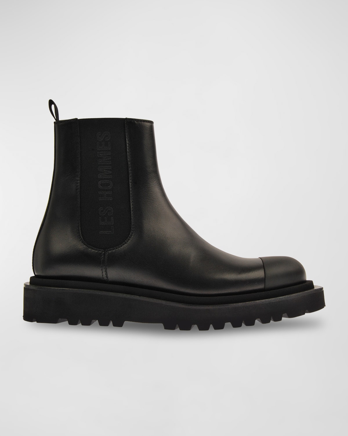 Les Hommes Men's Lug Sole Leather Chelsea Boots In Black