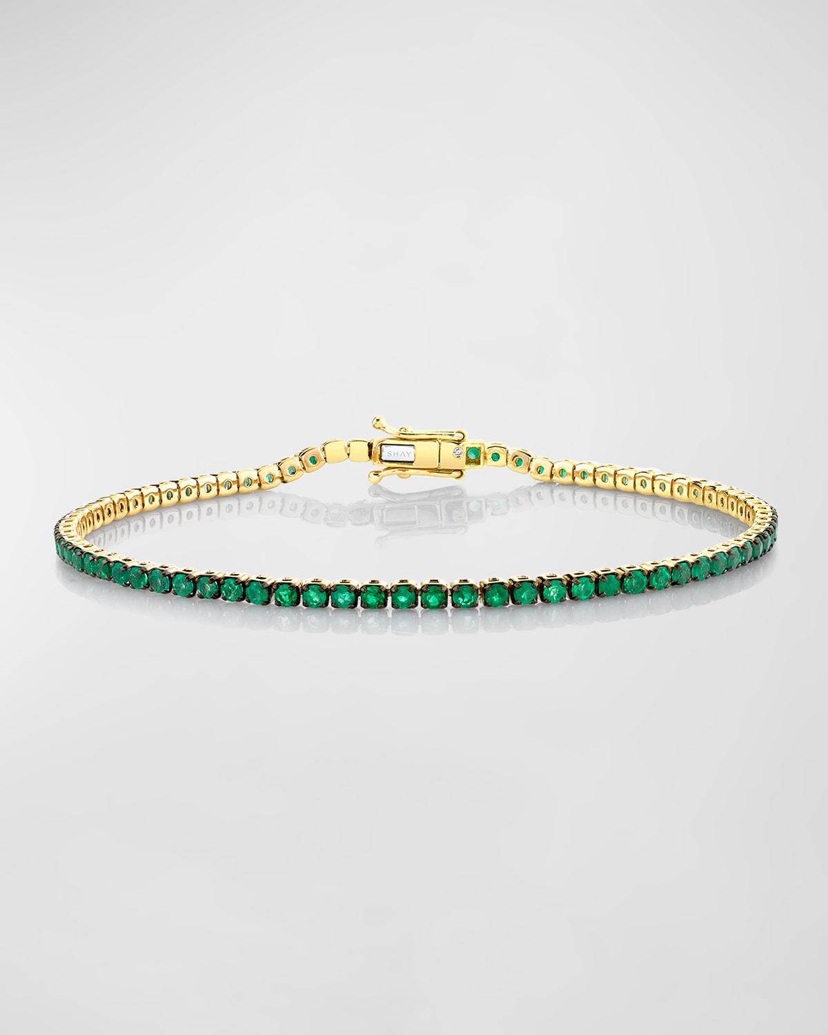 18K Yellow Gold Single Line Emerald Thread Bracelet