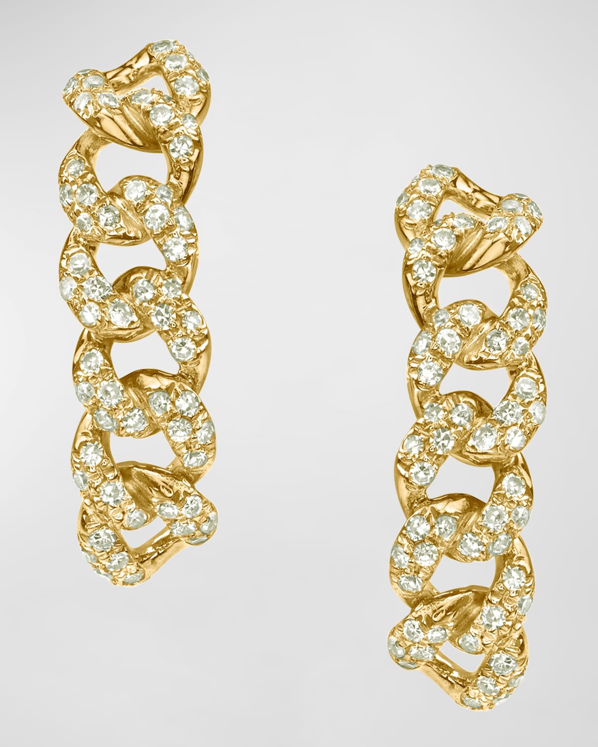 18k Yellow Gold Essential Diamond Link Huggie Earrings