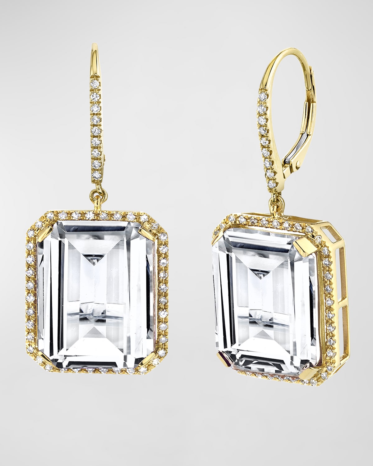 18k White Topaz & Diamond Portrait Earrings