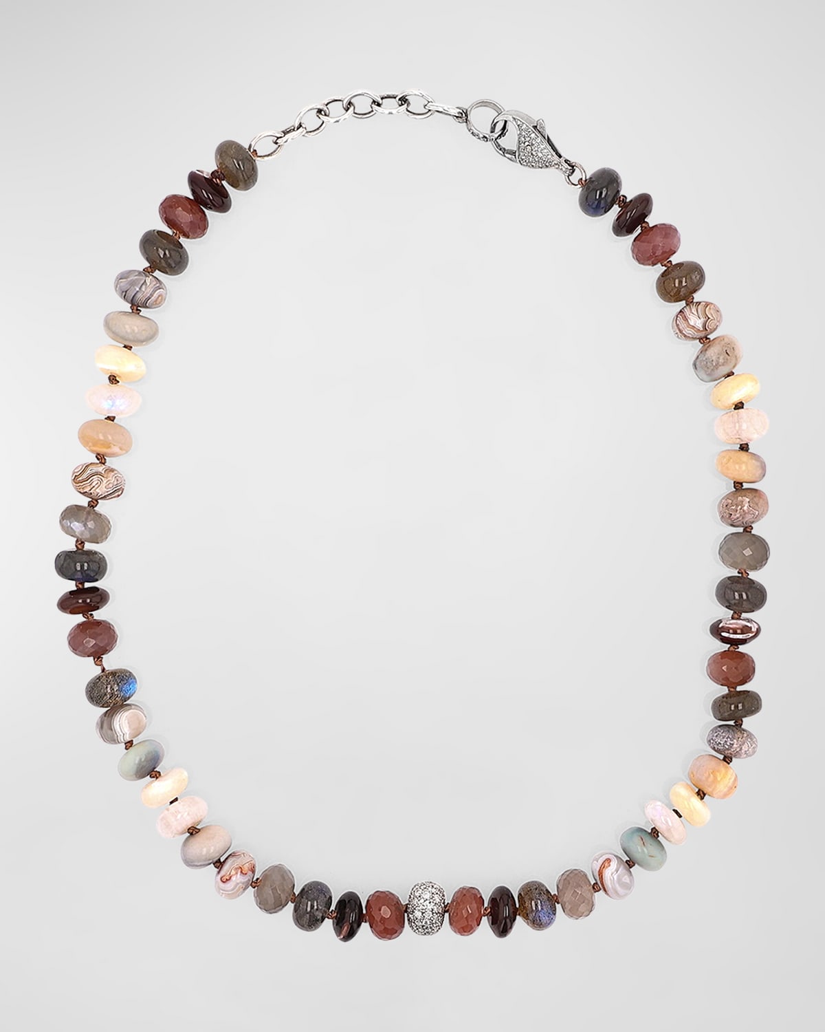Mix Beaded Necklace with Diamonds 18"