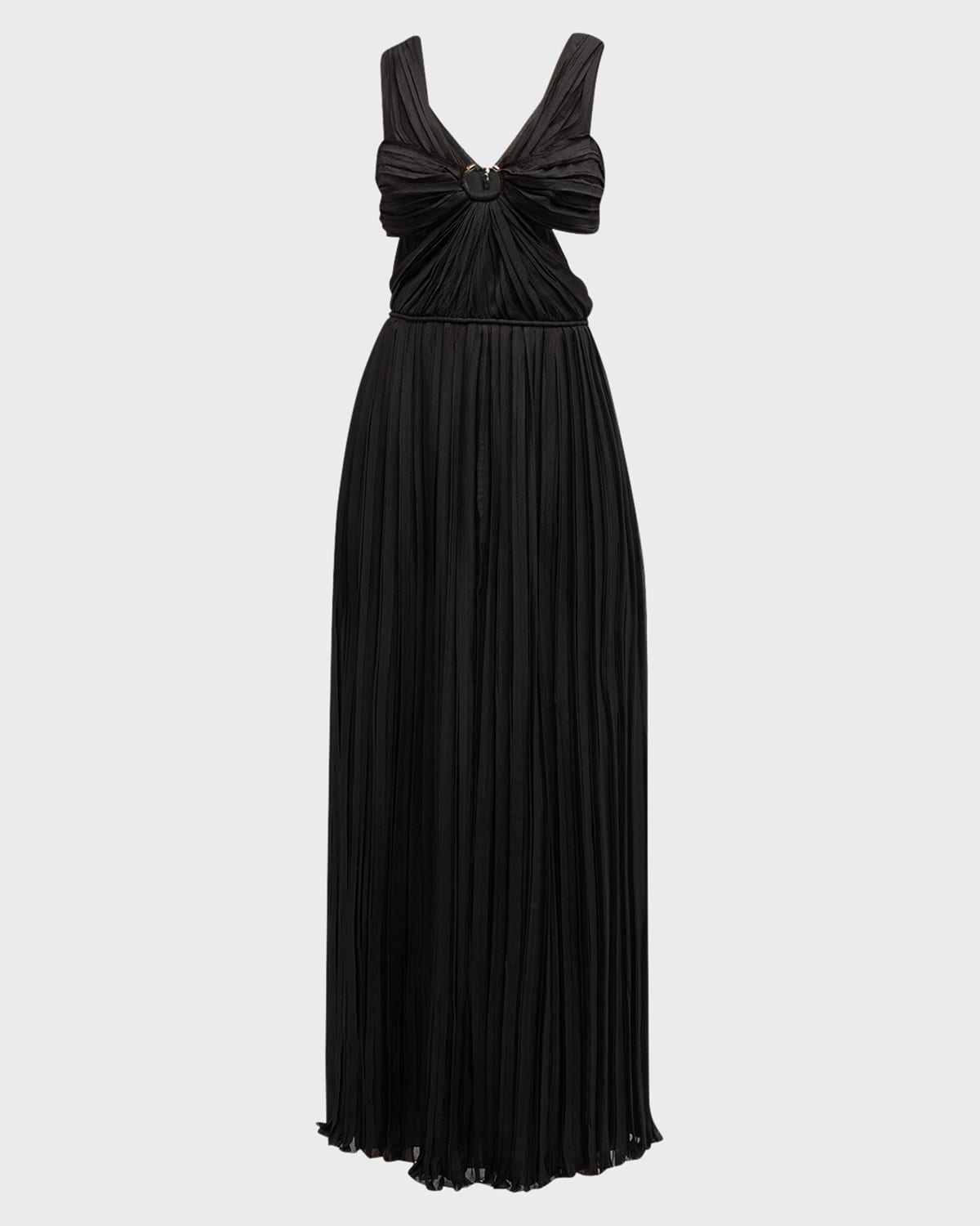 Chloé Off-the-shoulder Pleated Silk-gauze Gown In Black