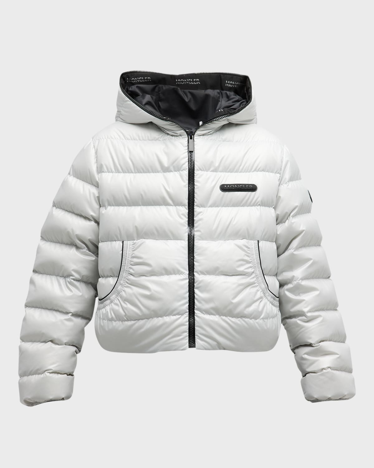 Moncler Nere Quilted Down Jacket In Light Gray