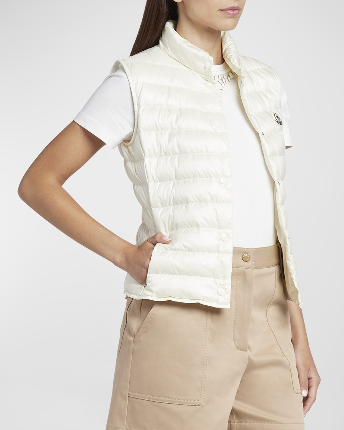 Shop Moncler Liane Classic Puffer Vest In Natural