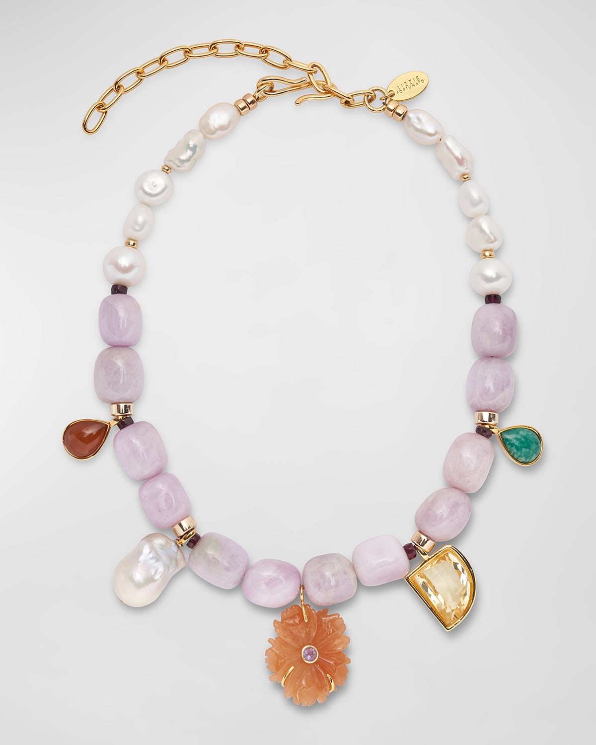 Lizzie Fortunato Basque 24K Gold Plated Multi-Stone Beaded Necklace