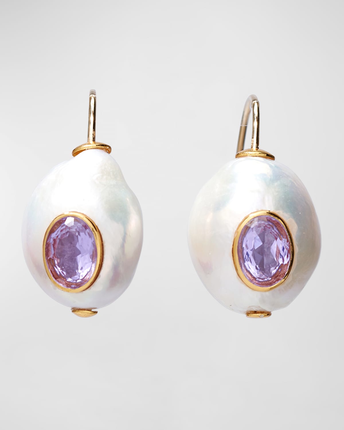 Pablo 24K Gold Plated Baroque Pearl and Blue Topaz Drop Earrings