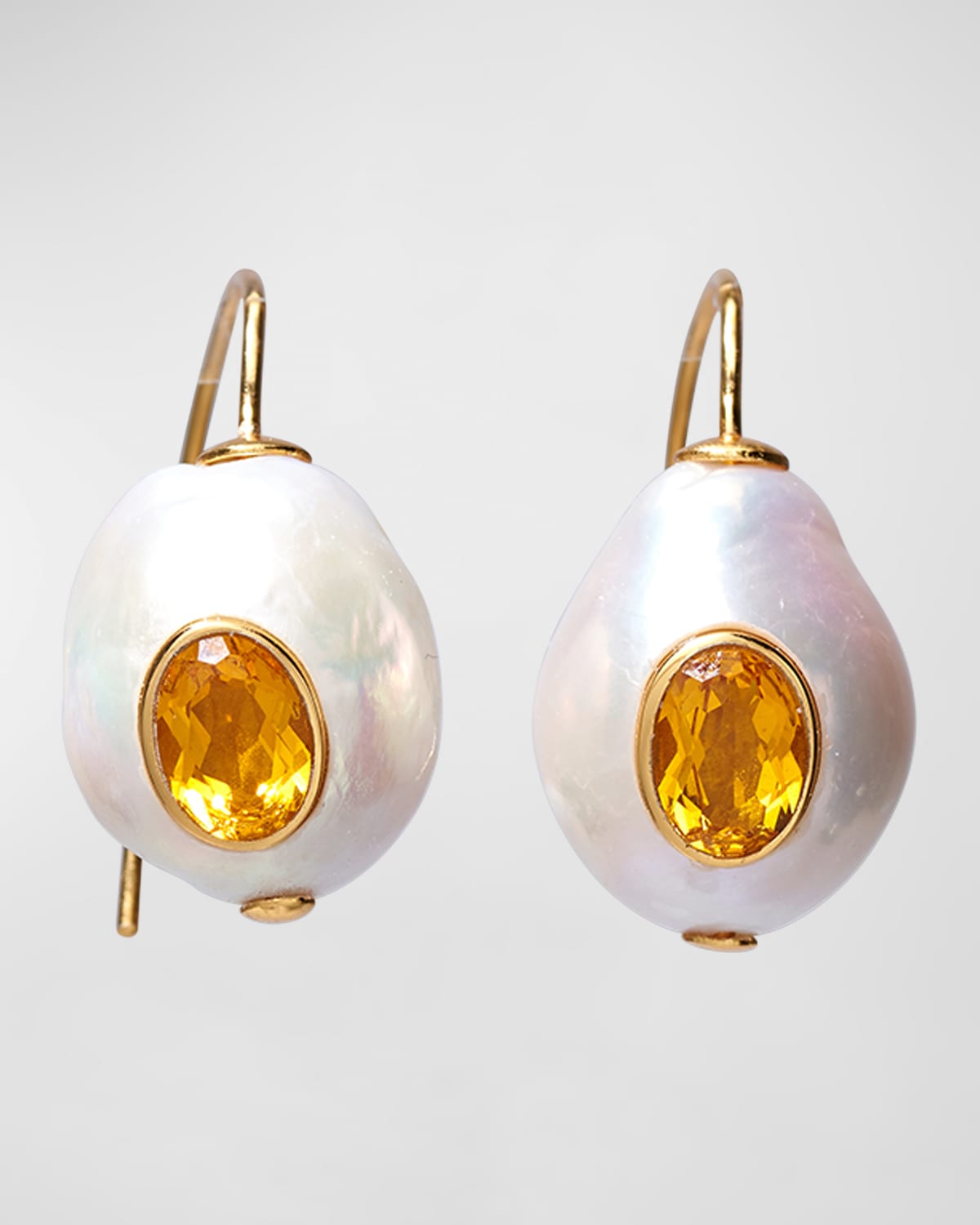 Pablo 24K Gold Plated Baroque Pearl and Blue Topaz Drop Earrings