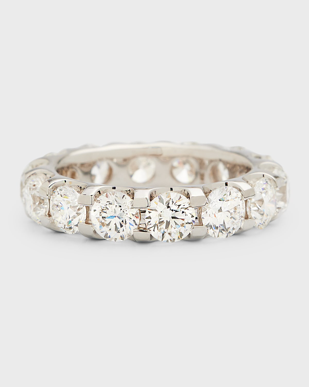Round-Cut Diamond 18K White Gold Eternity Band Ring